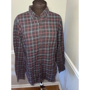 Vince Gray Burgundy‎ Plaid Button Down Shirt Mens Sz L